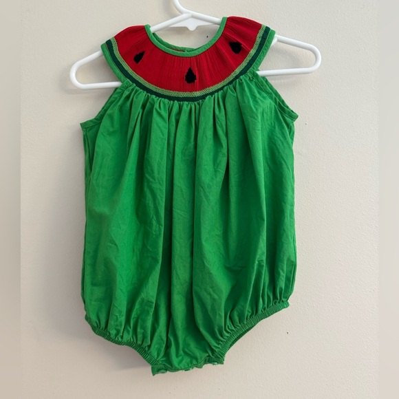 Mom & Me Baby Girls Watermelon Smocked Bubble Size 3 Months Red Green - Picture 1 of 6